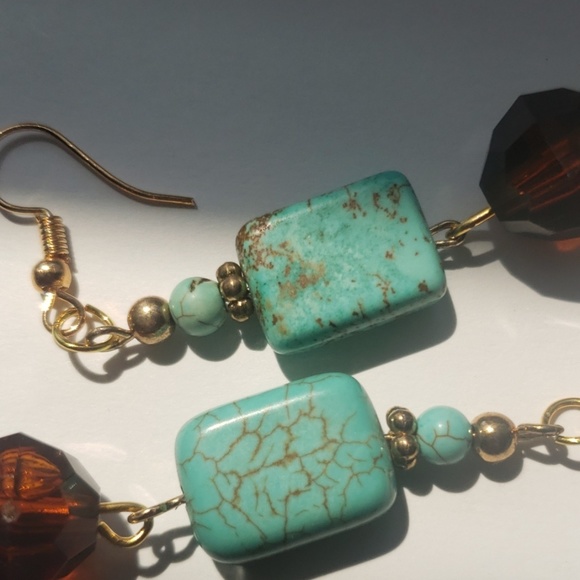 Turquoise/ Golden/ Statement Earring's - Picture 6 of 6